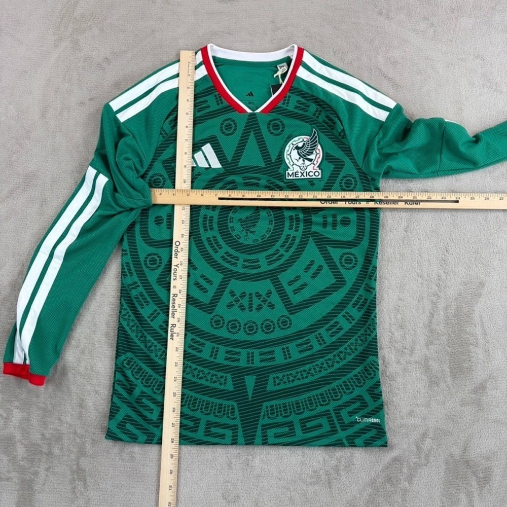 ADIDAS Mexico 26 Home Long Sleeve Jersey in Green Men Small Slim Fit NWT - Picture 8 of 12